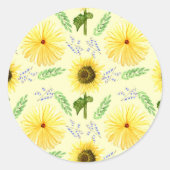 Sonnenblumen-Muster-Servietten Runder Aufkleber (Vorderseite)