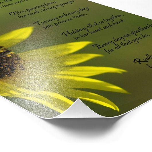 Sonnenblumen Mutter Appriciation Danke, Gedicht Pr Fotodruck (Ecke)