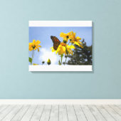 Sonnenblumen N Schmetterlinge gewickelt Leinwand D (Insitu (Holzboden))