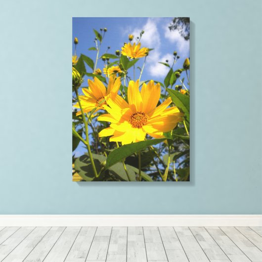 Sonnenblumen N Sky Wrapped Canvas Leinwanddruck (Insitu (Holzboden))