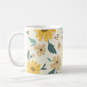 Sonnenblumen nahtlos Muster. Gelber Schwanz mit Kaffeetasse