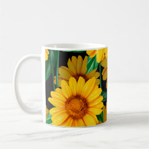Sonnenblumen nahtlos Muster. Hintergrund mit gelb Kaffeetasse