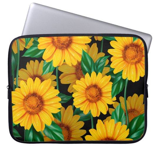 Sonnenblumen nahtlos Muster. Hintergrund mit gelb Laptopschutzhülle (Vorderseite)