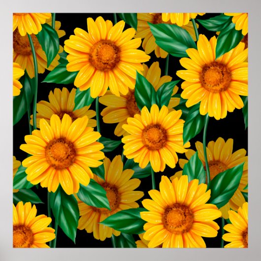 Sonnenblumen nahtlos Muster. Hintergrund mit gelb Poster (Vorne)