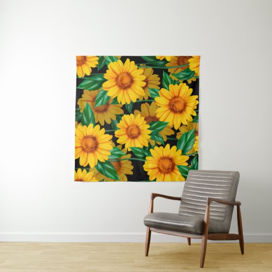 Sonnenblumen nahtlos Muster. Hintergrund mit gelb Wandteppich (Beispiel (Horizontal))