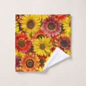 Sonnenblumen Nahtloses Muster Badhandtuch Set (Waschlappen)