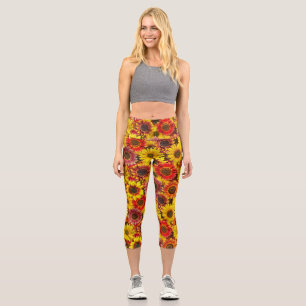 Sonnenblumen Nahtloses Muster Capri Leggings