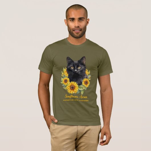 Sonnenblumen Name der schwarzen Katzenfarm T-Shirt (Vorne ganz)