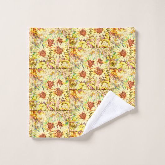 Sonnenblumen Name Vorlage Badhandtuch Set (Waschlappen)