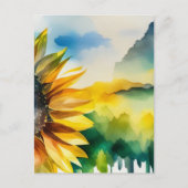 Sonnenblumen, natürliche Landschaft, Aquarellkunst Postkarte (Vorderseite)