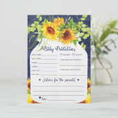 Sonnenblumen-Navy-Baby-Vorhersagen und Ratschläge- Einladung (Stehend Vorderseite)