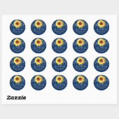 Sonnenblumen Navy Babys atmen Licht dank Hochzeit Runder Aufkleber (Blatt)