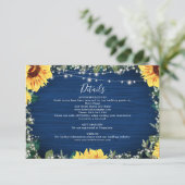 Sonnenblumen Navy Babys atmen Licht Hochzeiten Det Begleitkarte (Stehend Vorderseite)