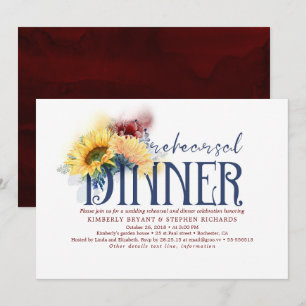 Sonnenblumen Navy Blau Rote Herbst-Probeessen-Einl Einladung