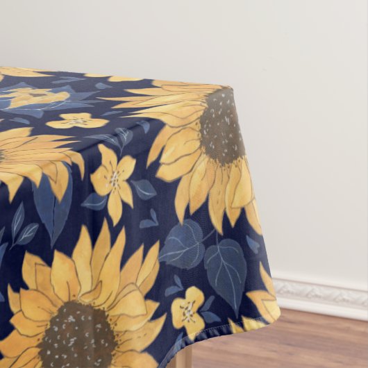 Sonnenblumen Navy blauer Hintergrund  Tischdecke (Beispiel)