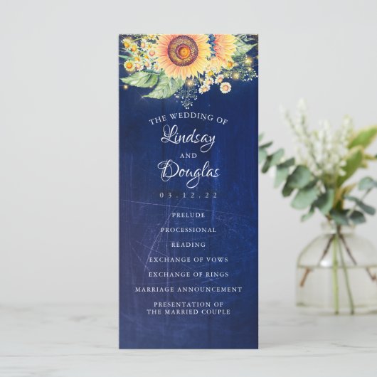 Sonnenblumen Navy Blauer Rustikale Hochzeit im Her Programm (Stehend Vorderseite)