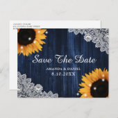Sonnenblumen Navy Blauer Wald Spitze Rustikal Save Postkarte (Vorne/Hinten)