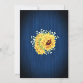 Sonnenblumen Navy Blue Babys Atem Hochzeit Einladung (Rückseite)