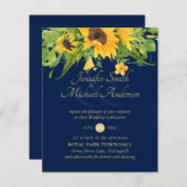 Sonnenblumen Navy Blue Country Blumenhochzeit Einl (Vorne/Hinten)