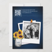 Sonnenblumen Navy Blue Foto QR Code Brautparty Einladung (Rückseite)
