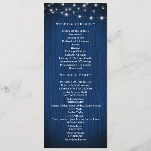 Sonnenblumen Navy Blue Mason Jar Floral Hochzeit Programm (Rückseite)