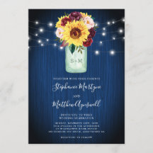 Sonnenblumen Navy Blue Mason Jar Lights Hochzeit