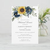 Sonnenblumen Navy Blue Probe Dinner Hochzeit Einladung (Stehend Vorderseite)