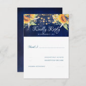 Sonnenblumen Navy Blue Rustic Wedding RSVP (Vorne/Hinten)