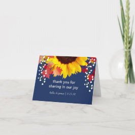 Sonnenblumen Navy Blue Wedding Vielen Dank Hinweis Dankeskarte