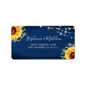 Sonnenblumen Navy Blue Wood-Adresse Adressaufkleber (Vorne)