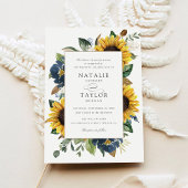 Sonnenblumen Navy Blumen Blumen Grüne Hochzeit Einladung