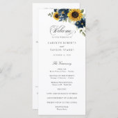 Sonnenblumen Navy Blumen Rustikale Hochzeit Programm (Vorne/Hinten)