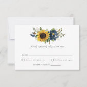 Sonnenblumen Navy Blumen Rustikale Hochzeit RSVP Einladung (Vorderseite)