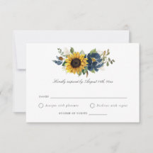 Sonnenblumen Navy Blumen Rustikale Hochzeit RSVP