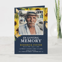 Sonnenblumen Navy & Gold Elegantes Beerdigungsprog Programm