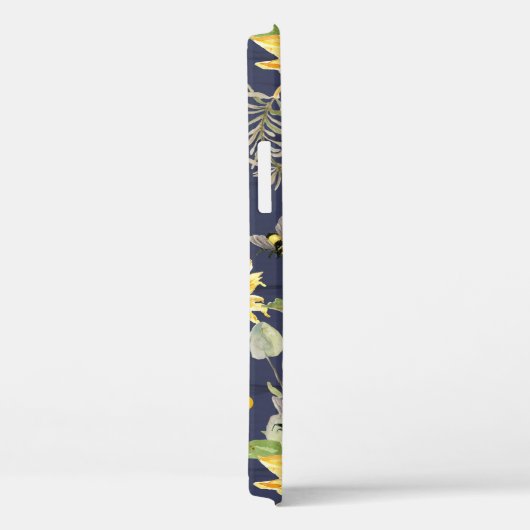 Sonnenblumen-Navy-Holz-Hummel Rustikales Skript Case-Mate iPhone Hülle (Rückseite / Rechts)