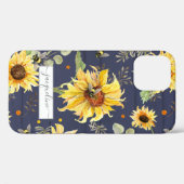 Sonnenblumen-Navy-Holz-Hummel Rustikales Skript Case-Mate iPhone Hülle (Rückseite (Horizontal))