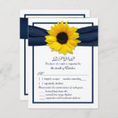Sonnenblumen Navy Ribbon Hochzeitsessen Wahl UAWG RSVP Karte (Vorne/Hinten)
