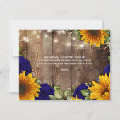 Sonnenblumen & Navy Rose Rustic Dankeschön Karte (Rückseite)