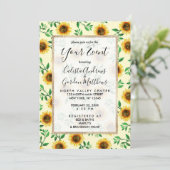 Sonnenblumen Neon Pastellgelbe Gelbe Sonnenblumen Einladung (Stehend Vorderseite)