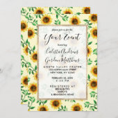 Sonnenblumen Neon Pastellgelbe Gelbe Sonnenblumen Einladung (Vorne/Hinten)