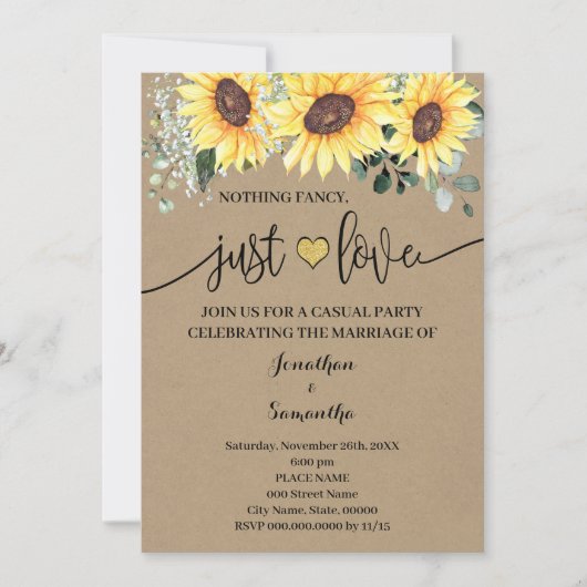 Sonnenblumen Nichts Extravagant nur Liebe Einladun Save The Date (Vorderseite)