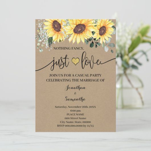 Sonnenblumen Nichts Extravagant nur Liebe Einladun Save The Date (Stehend Vorderseite)