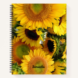 Sonnenblumen-Notizbuch mit individuellem Text & Na Notizblock