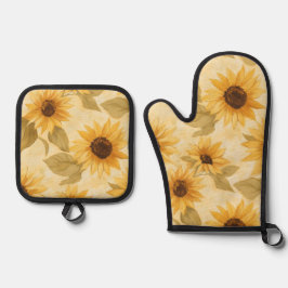 Sonnenblumen Ofen Mitt und Pot Holder Set