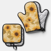 Sonnenblumen Ofen Mitt und Pot Holder Set (Vorderseite/Rückseite)