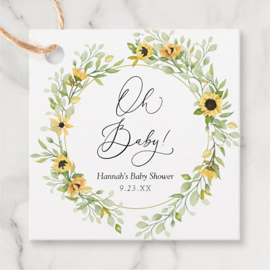 Sonnenblumen Oh Baby Geschenkanhänger (Vorderseite)