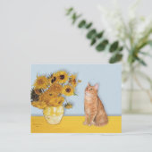 Sonnenblumen - Orange Tabby Cat 46 Postkarte (Stehend Vorderseite)