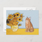 Sonnenblumen - Orange Tabby Cat 46 Postkarte (Vorne/Hinten)