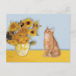 Sonnenblumen - Orange Tabby Katze 46 Postkarte